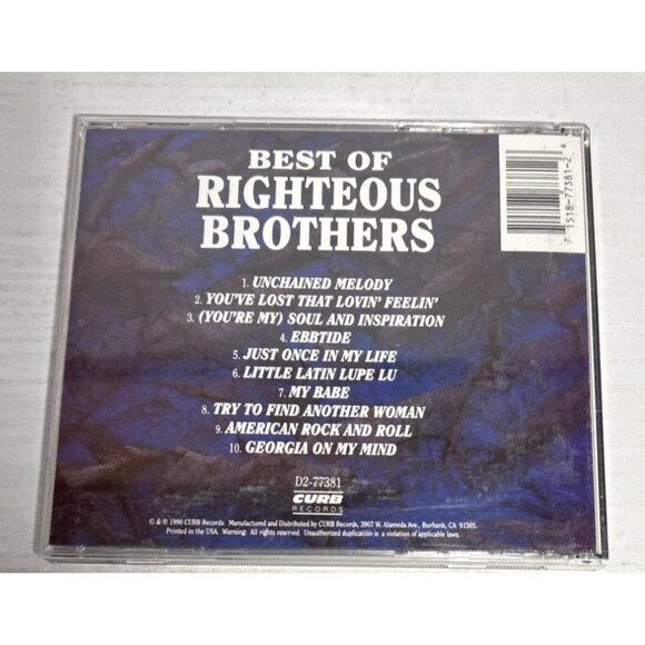 Righteous Brothers CD Best Of The Unchained Melody 1990 - Picture 2 of 4